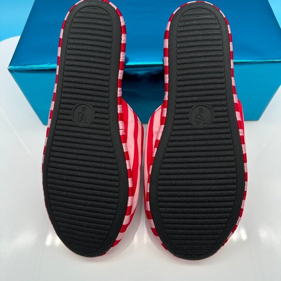 Victoria's Secret Women's Signature Satin Sequin Bow Slippers, Size M, Red/Pink - Picture 7 of 11